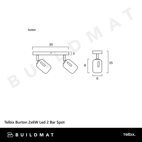 Telbix Burton 2x6W Led 2 Bar Spot White