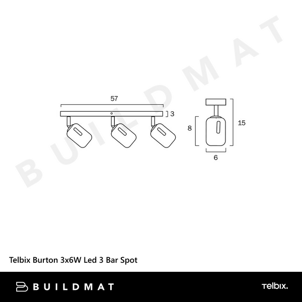 Telbix Burton 3x6W Led 3 Bar Spot White