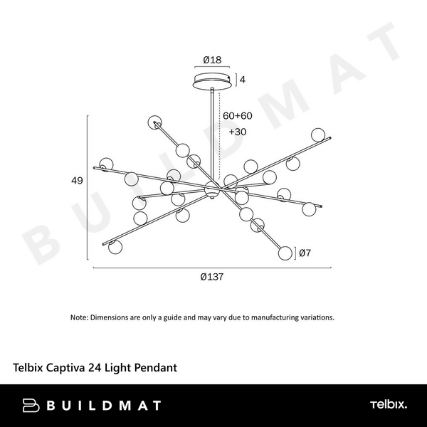 Telbix Captiva 24 Light Pendant Black