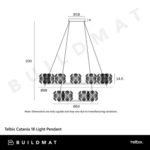 Telbix Catania 18 Light Pendant Antique Gold