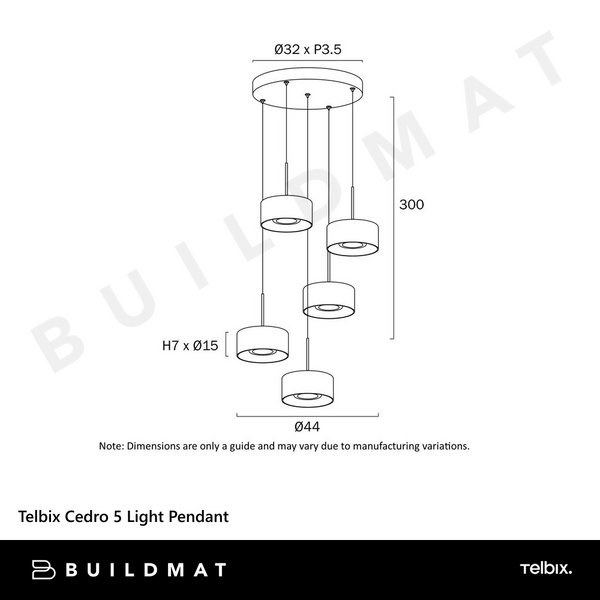 Telbix Cedro 5 Light Pendant Black