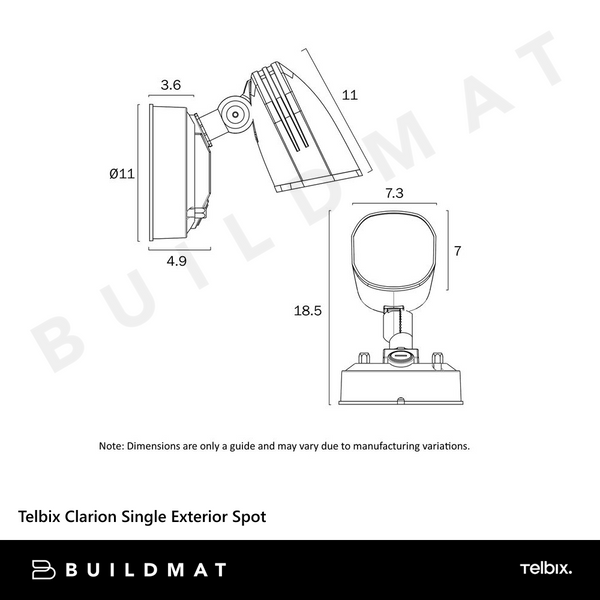 Telbix Clarion Single Exterior Spot Black