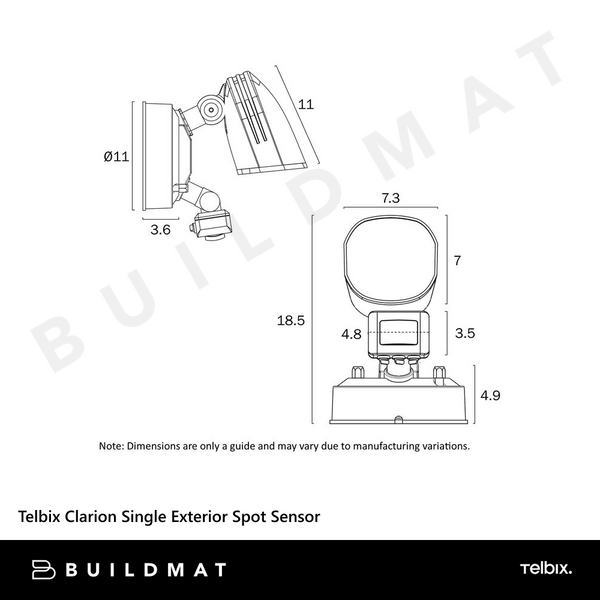 Telbix Clarion Single Exterior Spot Sensor Black