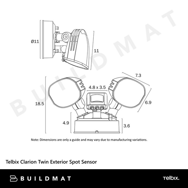 Telbix Clarion Twin Exterior Spot Sensor Black