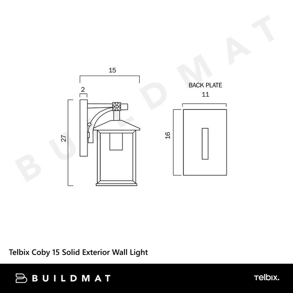 Telbix Coby 15 Solid Brass Exterior Wall Light Brass