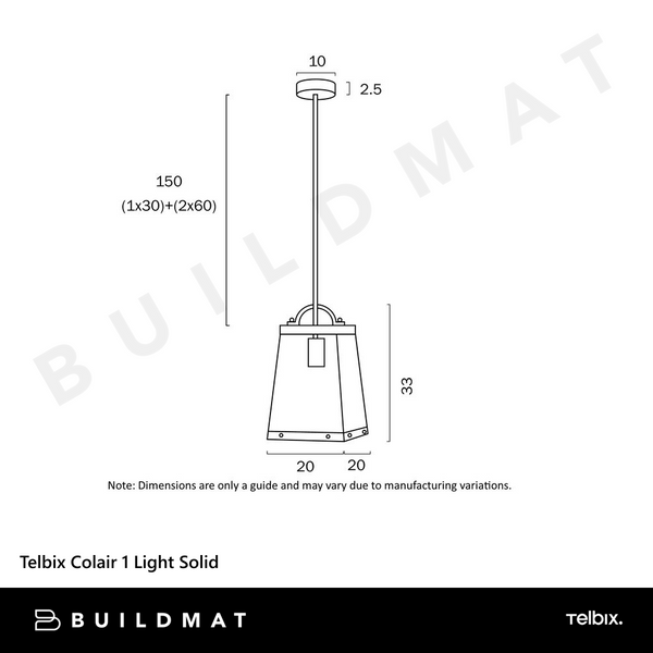 Telbix Colair 1 Light Solid Brass Black