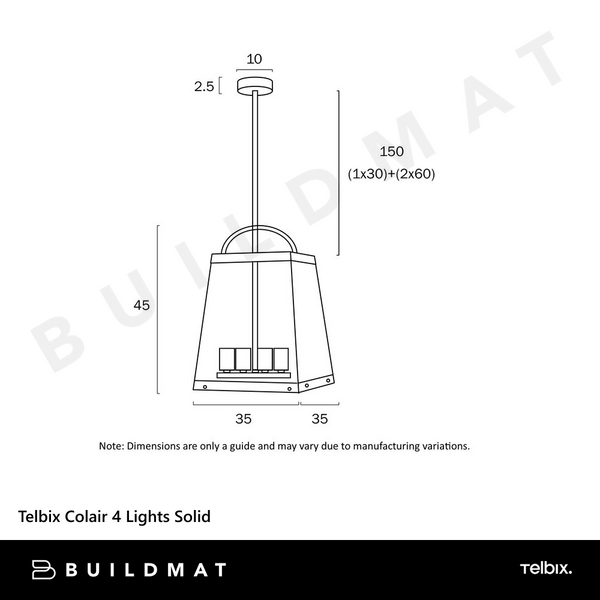 Telbix Colair 4 Lights Solid Brass