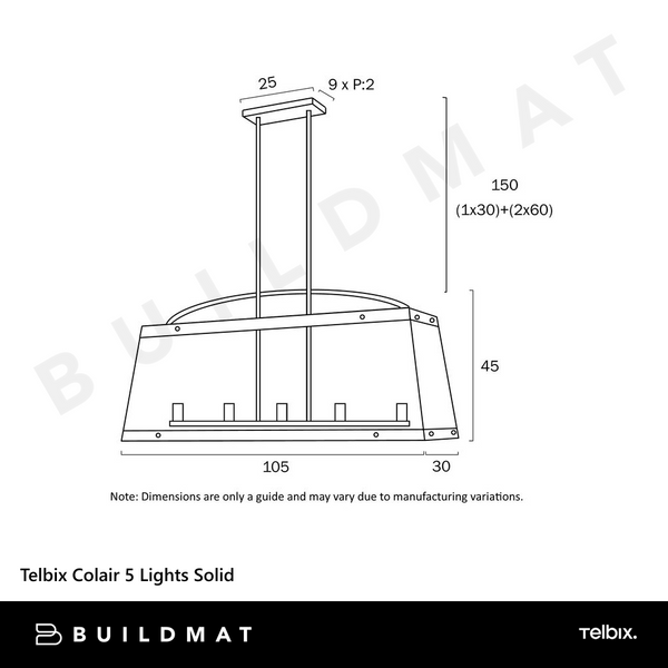 Telbix Colair 5 Lights Solid Brass