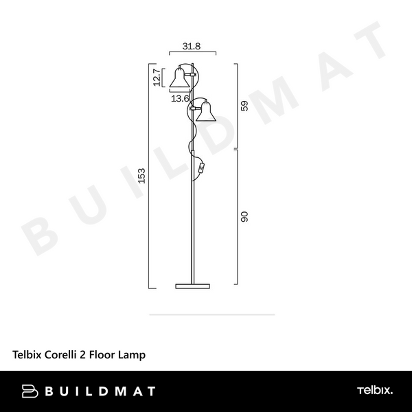 Telbix Corelli 2 Floor Lamp Dark Grey