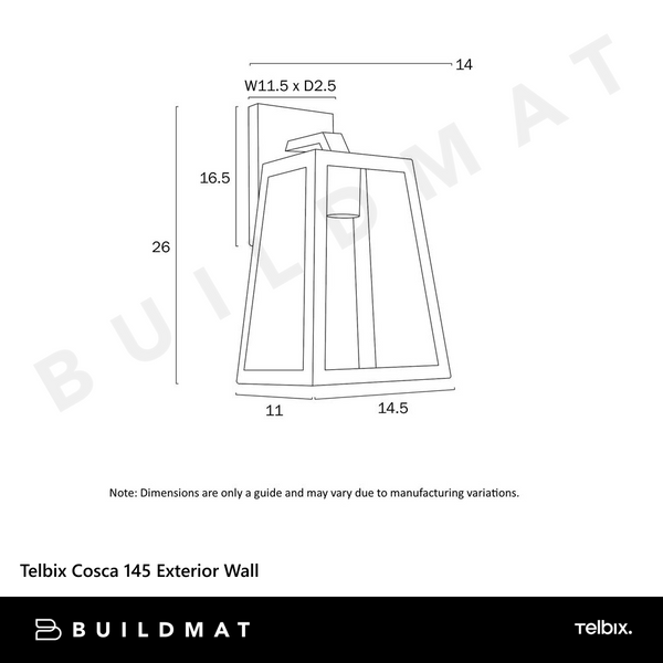 Telbix Cosca 145 Exterior Wall Bracket Black
