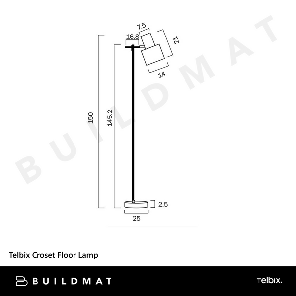 Telbix Croset Floor Lamp Black Gold