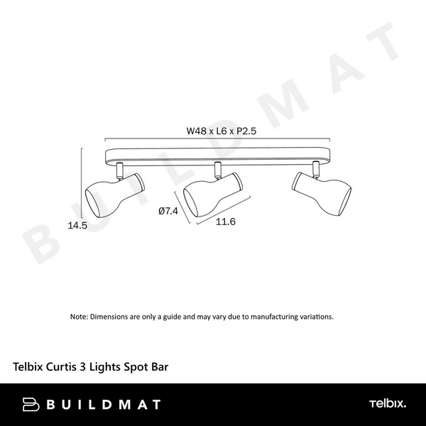 Telbix Curtis 3 Lights Spot Bar Black