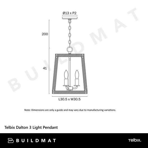 Telbix Dalton 3 Light Pendant Black