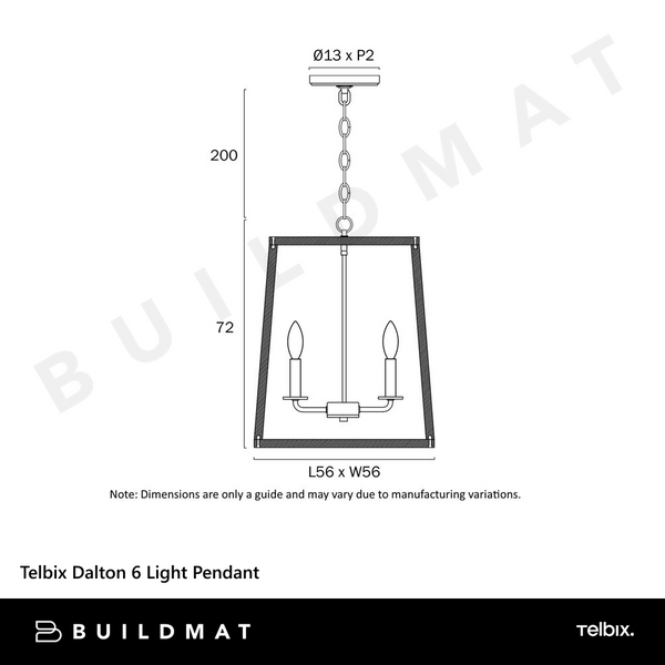 Telbix Dalton 6 Light Pendant Black