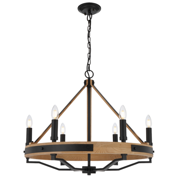 Telbix Darien 6 Light Pendant Ash Wood