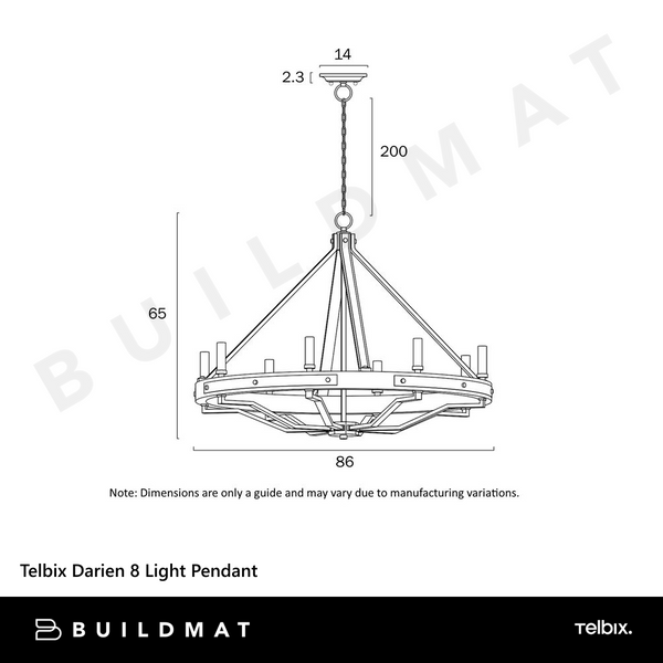 Telbix Darien 8 Light Pendant Ash Wood