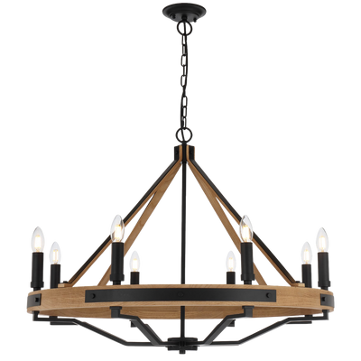 Telbix Darien 8 Light Pendant Ash Wood