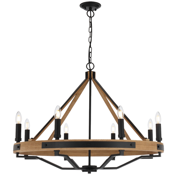 Telbix Darien 8 Light Pendant Ash Wood