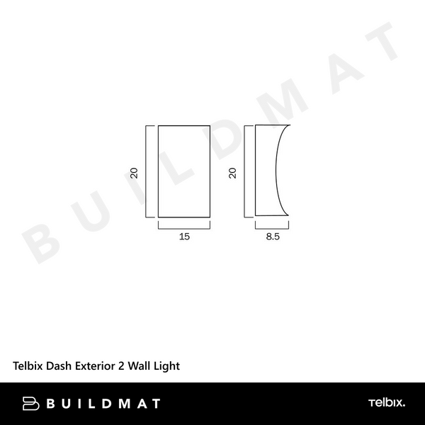 Telbix Dash Exterior 2 Wall Light Black