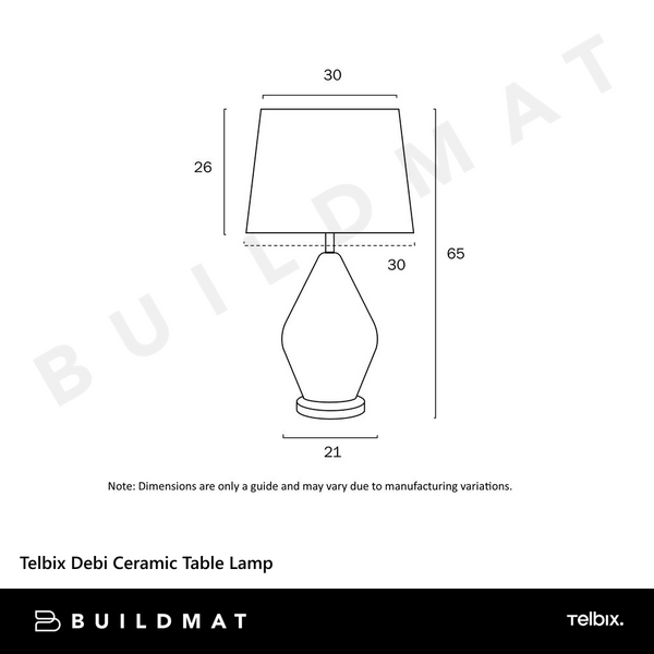 Telbix Debi Ceramic Table Lamp Grey