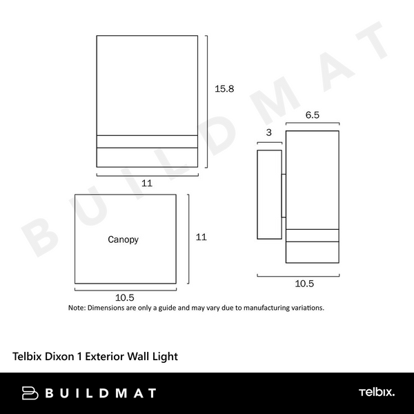 Telbix Dixon 1 Exterior Wall Light Stainless Steel