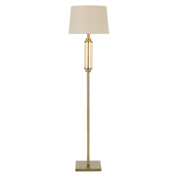 Telbix Dorcel Floor Lamp Antique Brass Amber