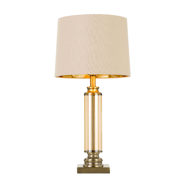 Telbix Dorcel Table Lamp Antique Brass Amber