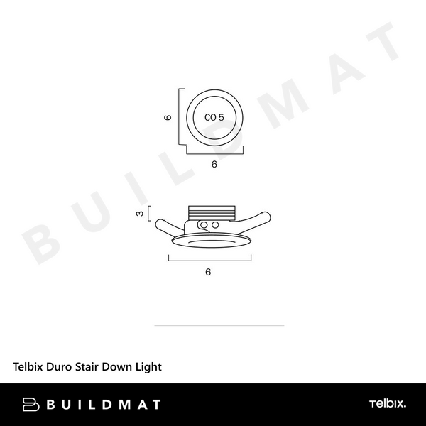 Telbix Duro Round Stair Down Light Black 5000K