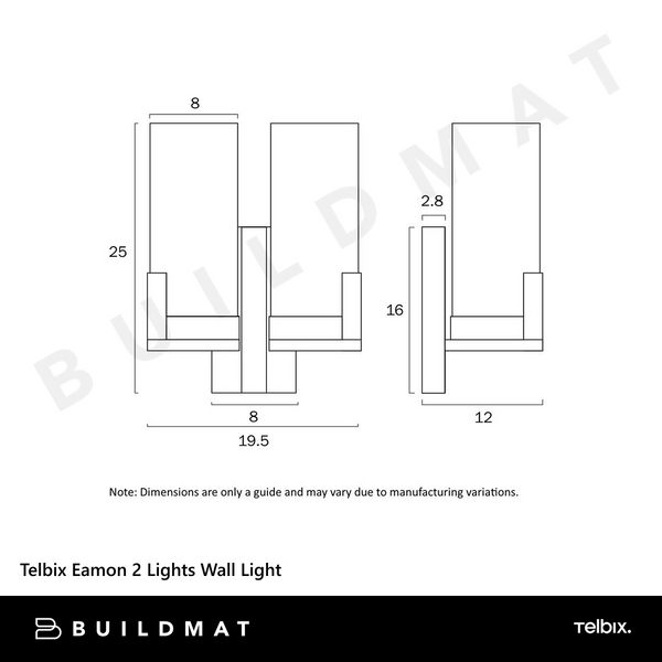Telbix Eamon 2 Lights Wall Light Brass