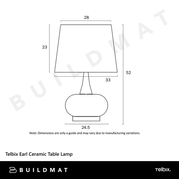 Telbix Earl Ceramic Table Lamp Black Oak Cream