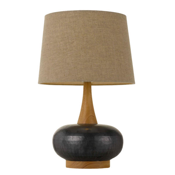 Telbix Earl Ceramic Table Lamp Black Oak Cream