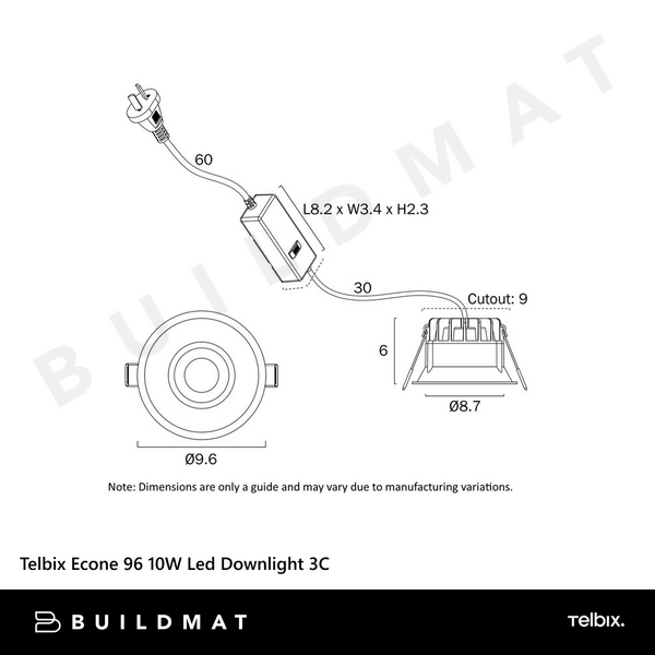 Telbix Econe 96 10W Led Downlight 3C White