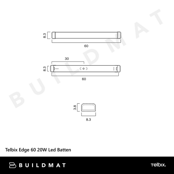 Telbix Edge 60 20W Led Batten 3CCT White