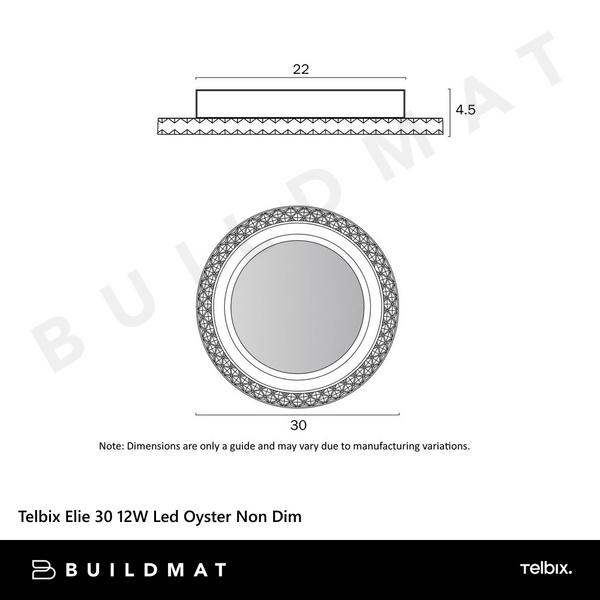 Telbix Elie 30 12W Led Oyster 3CCT Non Dim Chrome