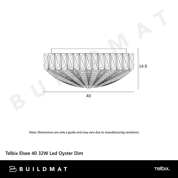 Telbix Elsee 40 32W Led Oyster 3CCT Dim Clear
