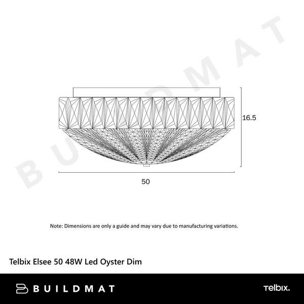 Telbix Elsee 50 48W Led Oyster 3CCT Dim Clear