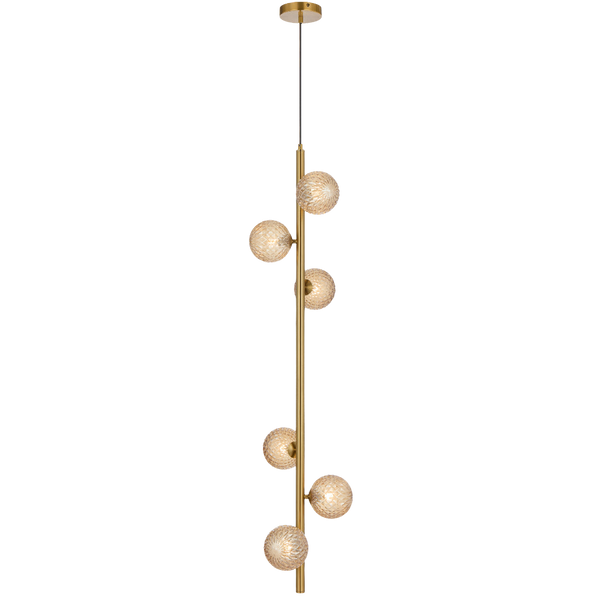 Telbix Elson 6 Light Pendant Antique Gold Amber Tear