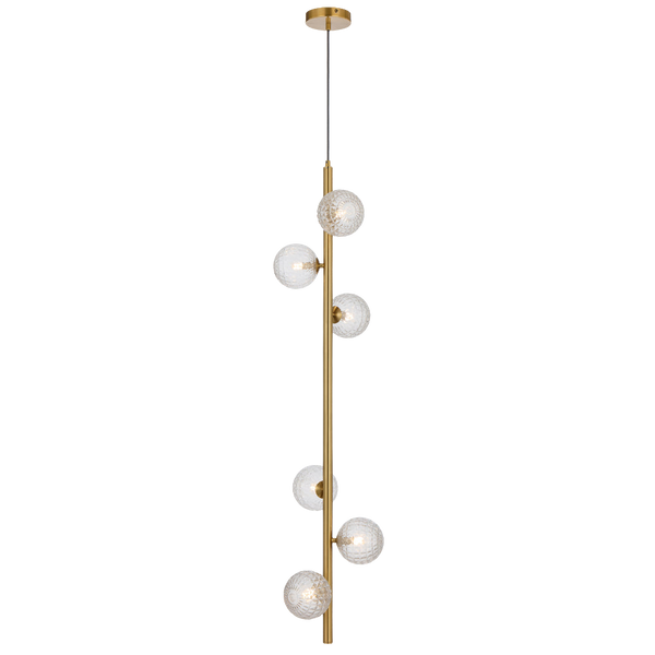 Telbix Elson 6 Light Pendant Antique Gold Clear Prism