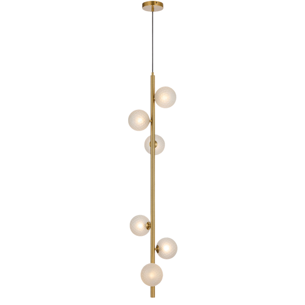 Telbix Elson 6 Light Pendant Antique Gold Frost Tear