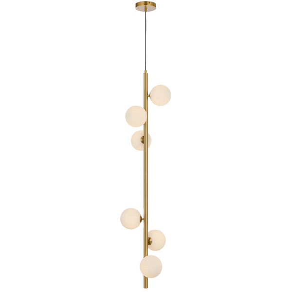 Telbix Elson 6 Light Pendant Antique Gold Opal Matte