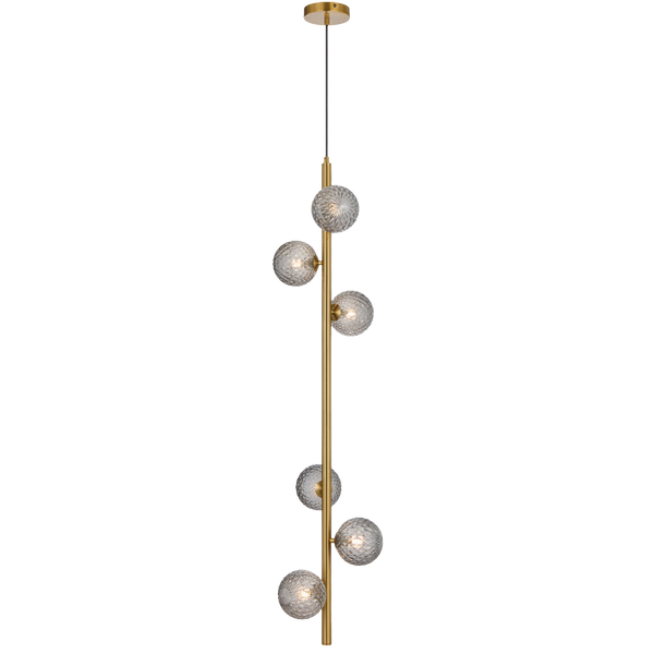 Telbix Elson 6 Light Pendant Antique Gold Smoke Tear