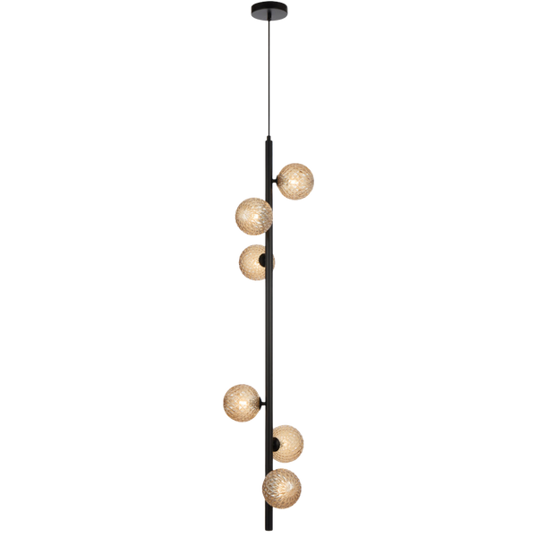 Telbix Elson 6 Light Pendant Black Amber Tear
