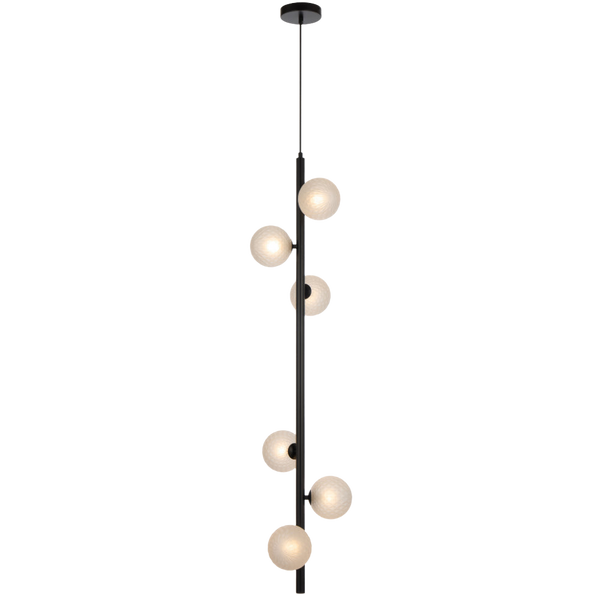 Telbix Elson 6 Light Pendant Black Frost Tear