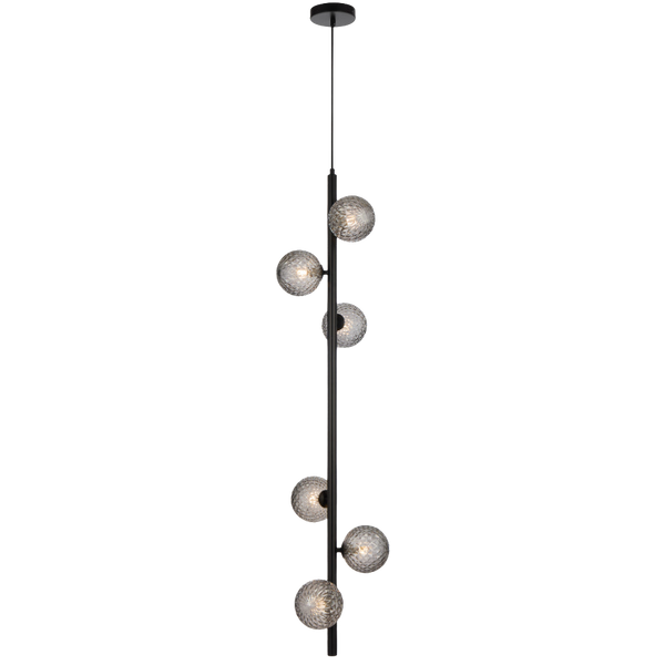 Telbix Elson 6 Light Pendant Black Smoke Tear