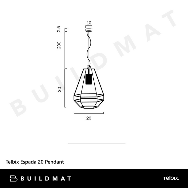 Telbix Espada 20 Pendant Antique Brass