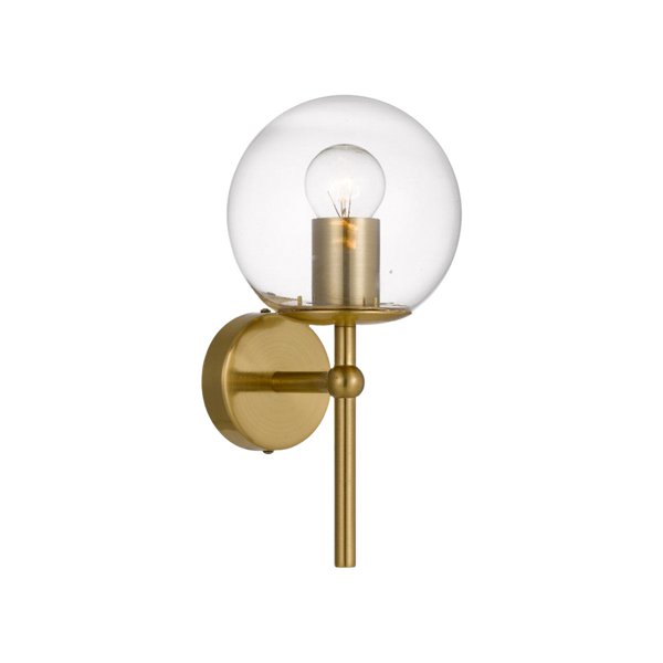 Telbix Eterna 1 Light Wall Lamp Antique Gold Clear