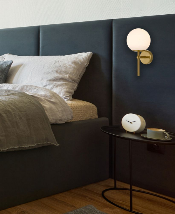 Telbix Eterna 1 Light Wall Lamp Antique Gold Opal Matt