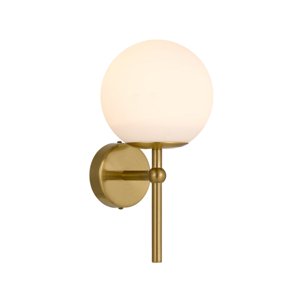 Telbix Eterna 1 Light Wall Lamp Antique Gold Opal Matt