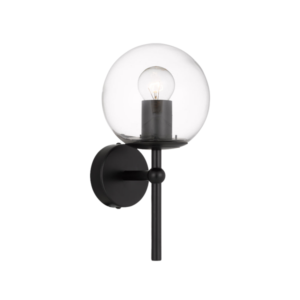 Telbix Eterna 1 Light Wall Lamp Black Clear