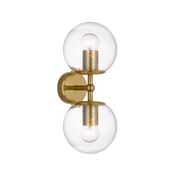 Telbix Eterna 2 Lights Wall Lamp Antique Gold Clear